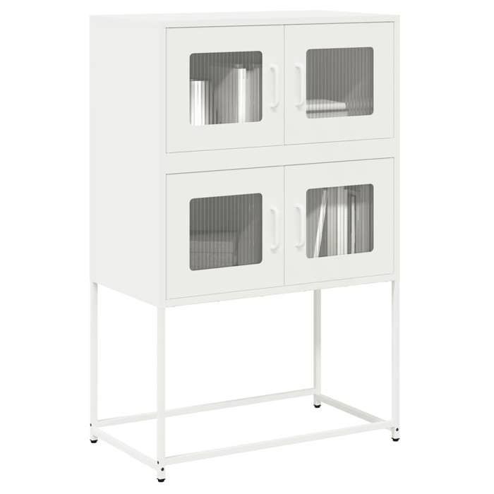 Buffet haut de rangement - vidaXL - acier - blanc - 4 portes - 4 compartiments - avec poignées - armoire de cuisine - 68 x 39 x 107