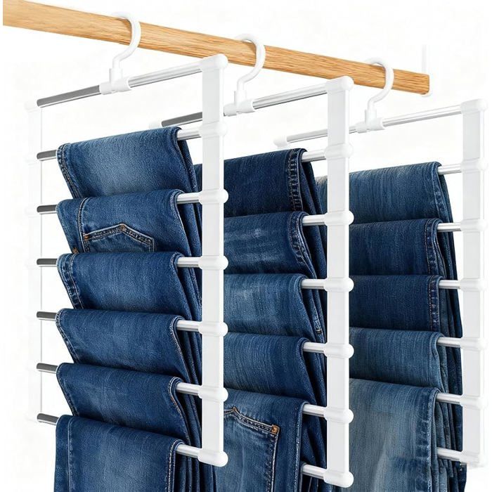 Cintre Pantalon 3 Pièces Cintre Gain De Pce à 6 Niveaux Cintres pour Pantalon à 360° Porte Pantalons en Acier