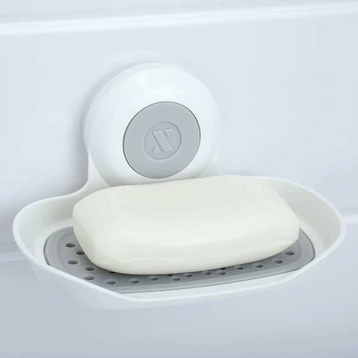 Porte-savon à ventouse ultra-adhérente blanc universel pour salle de bain