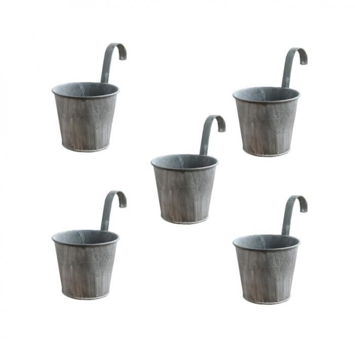 Lot De 10 Pots De Fleurs En Métal à Suspendre - Pour Une Clture Ou Un Cloture Ou Un Balcon Avec Crochet Amoviblenoirdolaso 69823508