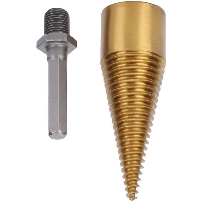 Lot 4 Cônes Fendeur De Bois 42 Mm + 32 Mm – Foret Fendeur Vis Perceuse + 4 Poignées, Acier Carbone