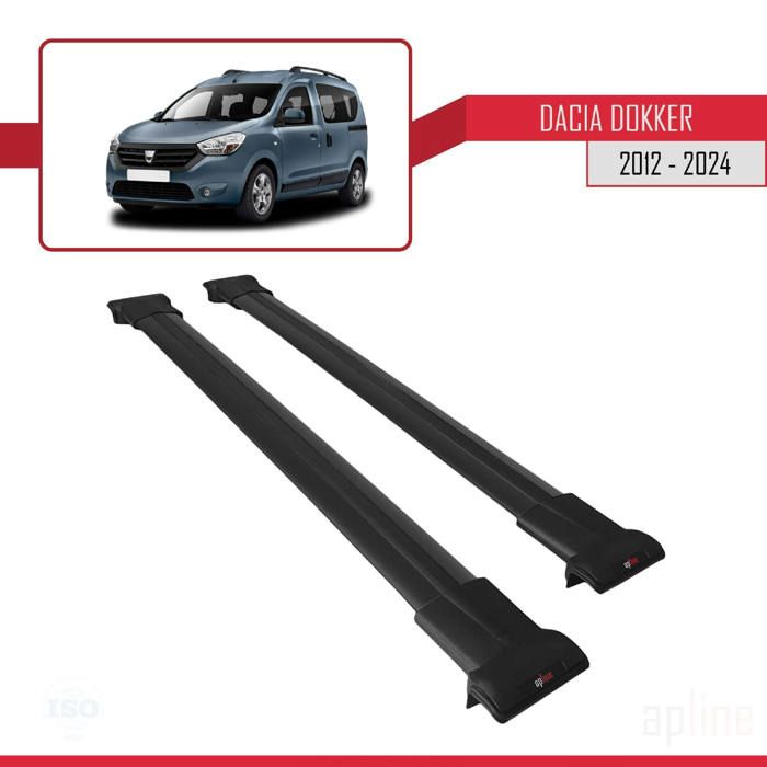 Compatible avec Dacia Dokker 2012-2024 Barres de Toit FLY Modèle Railing Porte-Bagages de voiture NOIR