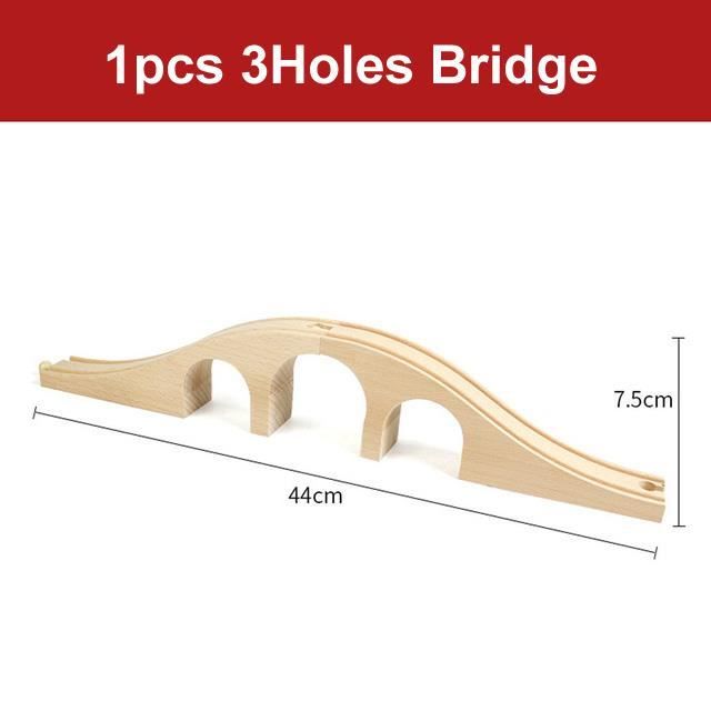 Pont De Train En Bois Pour Voies DIY - Pièce Universelle 3 Trous 17,3 Pouces - Chemin De Fer Jouet Enfant