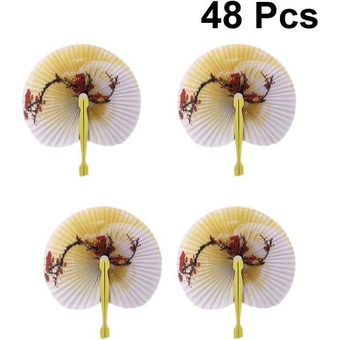 HURRISE Lot de 2 Éventails Pliants en Bambou Peints à Motifs pour