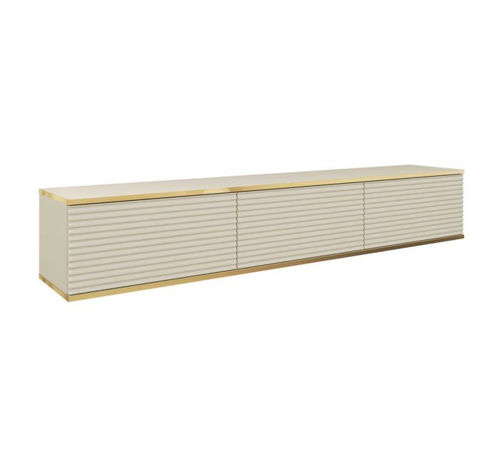 Meuble TV Avec Lamelles Beige 175 x 32 x 30 cm Push to Open