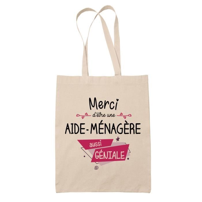 Tote Bag Merci Aide-ménagère Géniale 100% Coton Biologique - Main Image