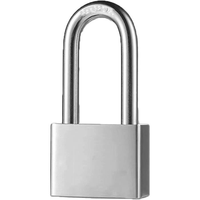 Cadenas Acier Inoxydable à Clé Avec Longue Manille - Cadenas De Sécurité Durci - Neuf