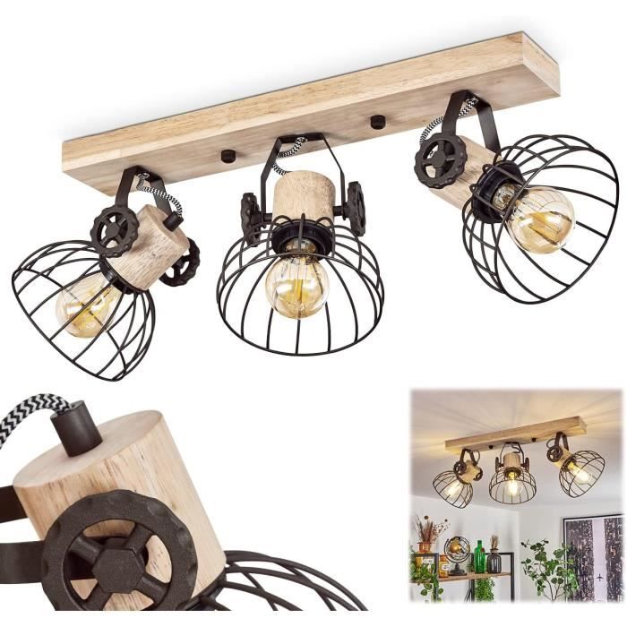 Plafonnier Design Industriel En Bois Recyclé – Modem Upcyclé (fait Main)