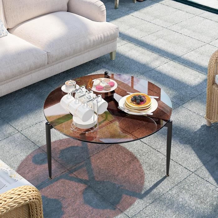 Table Basse Design Moderne Avec éclairage LED Et Hauteur Réglable - Plateau Verre Trempé Haut Brillant - Rangements Intégrés - Pour Salon - 8