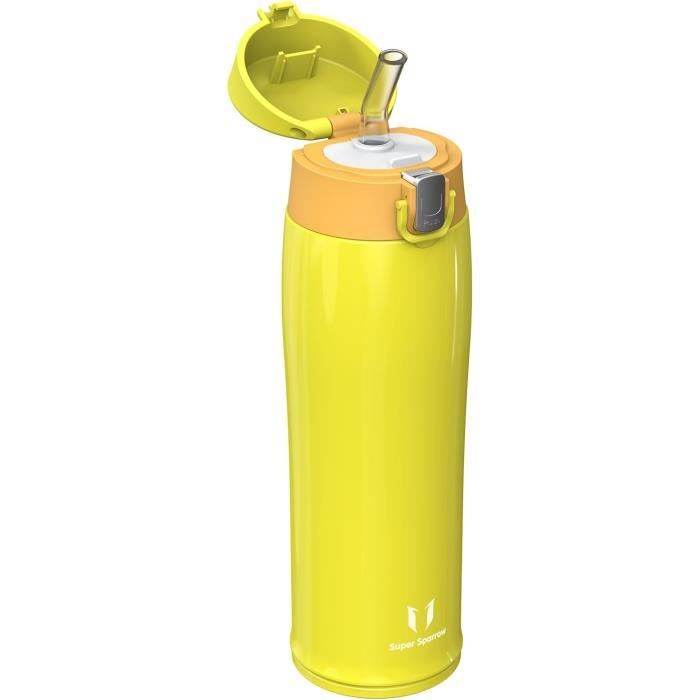 SLUXKE 1 litre Gourde Isotherme avec Handle, 18/10 INOX Bouteille