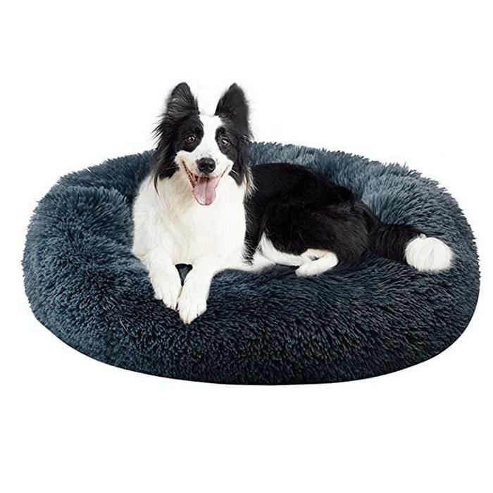 lit rond extra large pour chats et chiens extra lavable avec coussin gris fonce 100 100 cm cdiscount