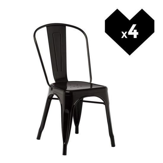 Lot de 4 chaises de cuisine avec dossier détachable - YOULUOLI - Noir - Contemporain - Design - Extérieur