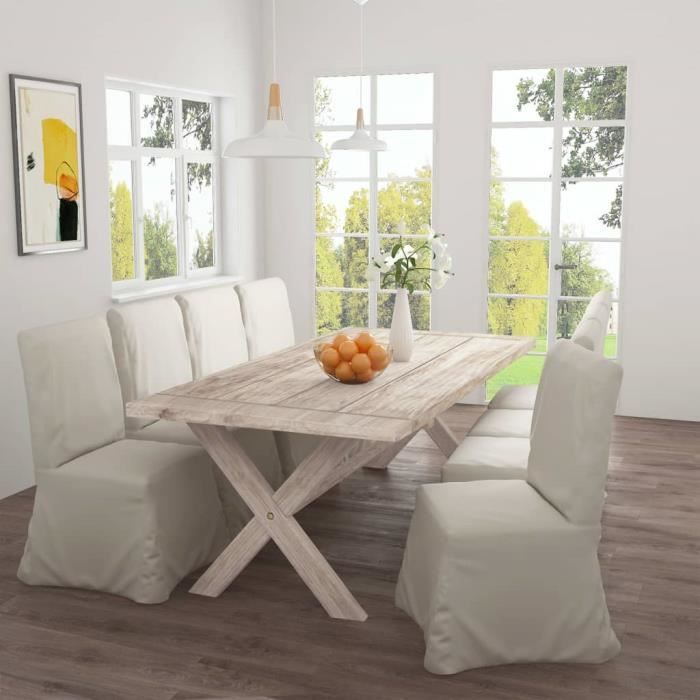 YULINSHOP Table de salle à manger 220x100x75 cm Bois de teck solide☻2