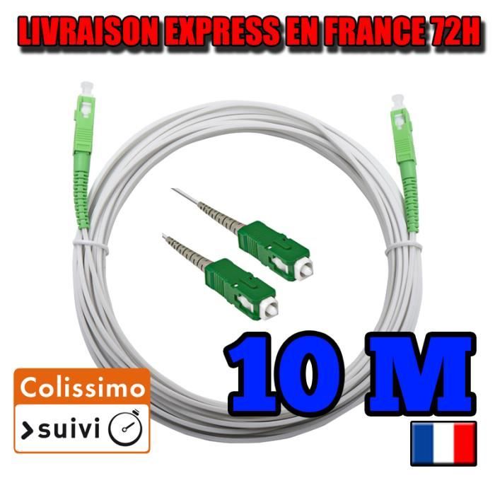 Pack Fibre Optique Octofibre 40m + Jarretière SC-APC 5m + Câble RJ45 - Compatible Orange SFR Bouygues - Garantie 10 Ans