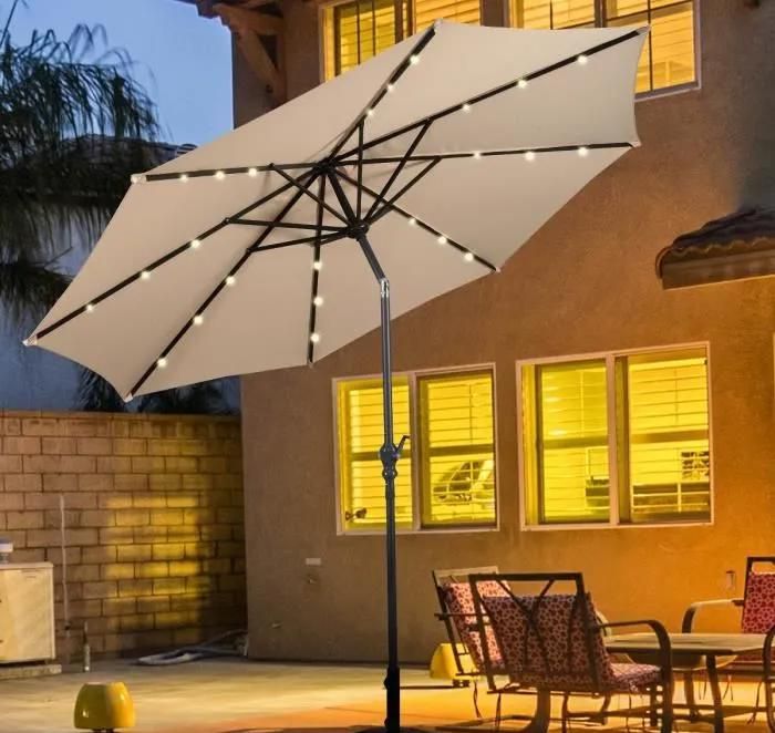 Parasol de Jardin Déporté Inclinable COSTWAY - Beige - Dia.3x25M - Structure en Métal Robuste - Anti-UV