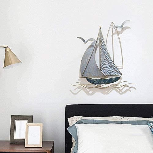 Décoration Murale Voilier Métal - Sculpture 3D Nautique Bleue | Pour Salon, Chambre, Style Maritime