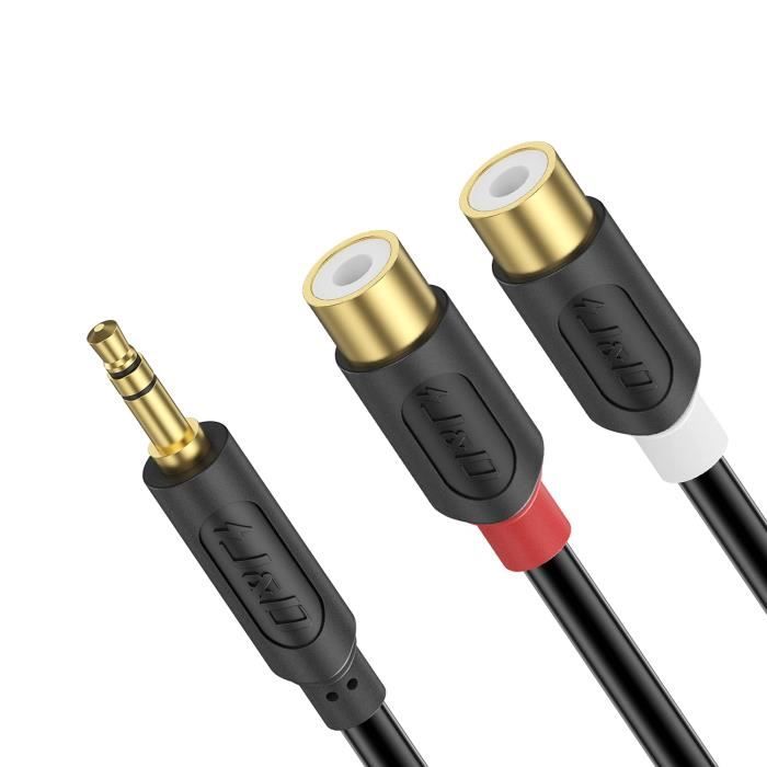 Câble RCA vers Jack 3.5mm de Rallonge, Plaqué Or Série Audiowave 3.5mm Mâle à 2 RCA Femelle