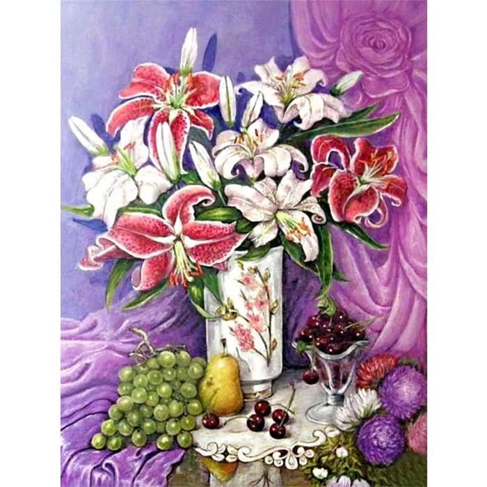 Giahism Diamond Painting 5D Fiori - Set Adulto 30x40 Cm - Kit Fai Da Te Per Decorazione Parete
