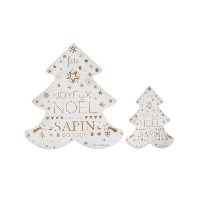 2 Decorations Sapin De Noel Bois Blanc Et Or Achat Vente Sapin Arbre De Noel Bientot Le Black Friday Cdiscount