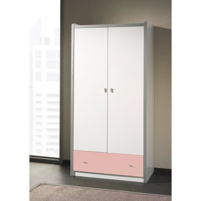 Armoire Fille 2 Portes Rose Alvin 2 Rose Achat Vente Armoire