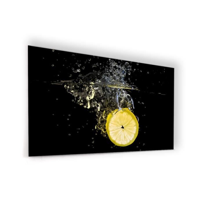 Fond De Hotte Rondelle De Citron Jaune Plongee Dans L Eau En Verre De Synthese L 120 X H 70 Cm Achat Vente Hotte Cdiscount