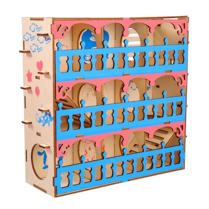 Labyrinthe En Bois Pour Hamster - Tunnel De Jeu 22x22x5 Cm, Maison Et Activité Pour Chinchilla, Furet, Lapin - 2