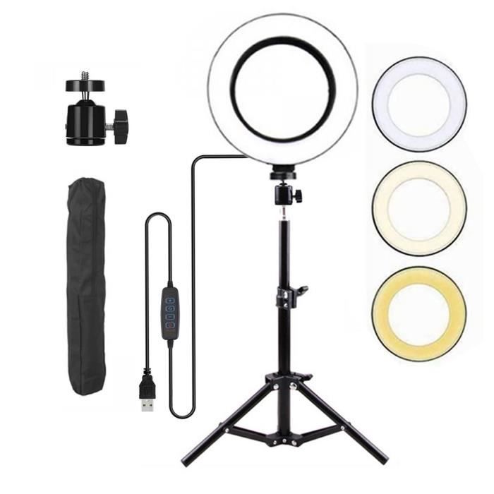 Kit Studio Photo - Anneau Lumineux Dimmable avec Flash Selfie de 6\