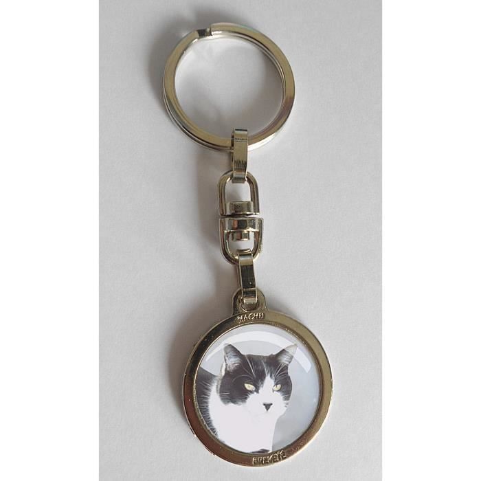 Porte-clés Chat Noir Avec Gravure - Alliage Argenté | Petit Cadeau Ou Accessoire Déco