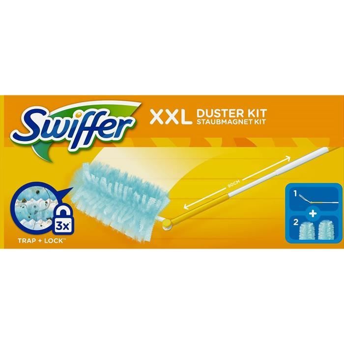 Swiffer Kit de démarrage aimant à poussière, manche XXL, avec 2 chiffons à  poussière[593] - Cdiscount Au quotidien