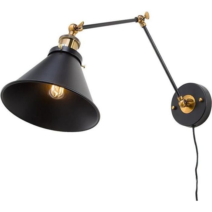 Juce® Applique Murale Réglable en Métal Lampe Rétro Industrial Eclairage Edison E27 pour Café Cuisine Salle (ampoule non incluse )