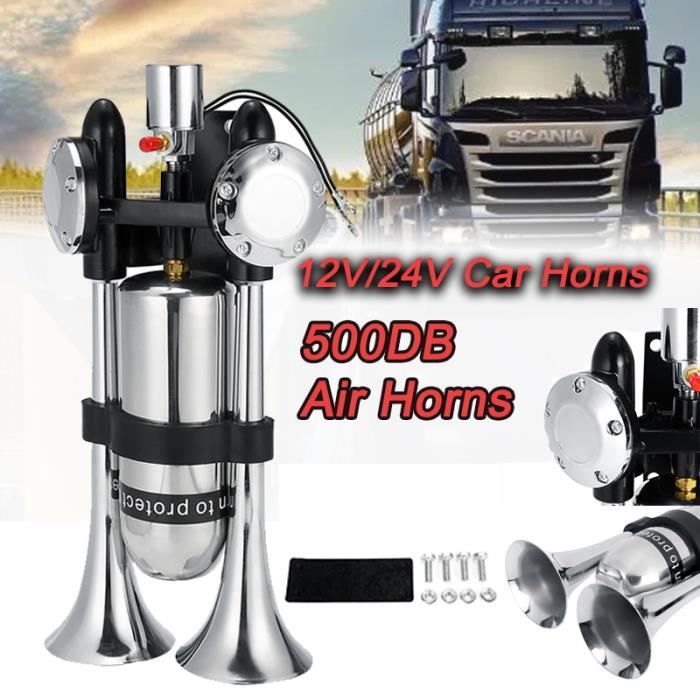Klaxon Voiture Puissant 12v Universel, Klaxons Camion Super Bike Horn 110dB, Klaxon Train Pour Voiture Etanche Corne De Brume Trompette A Air Pour Camion Auto Moto Bateau Et Velo Rouge 73229597