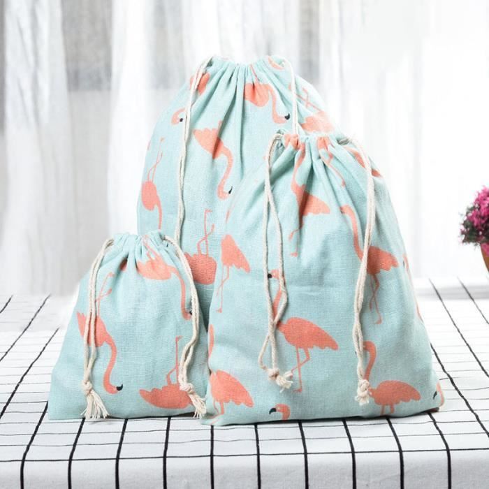 Lot De 2 Sacs à Linge En Coton 60x50 Cm Avec Cordon - Lavables, Réutilisables, Pour Voyage Ou Rangement Linge Sale