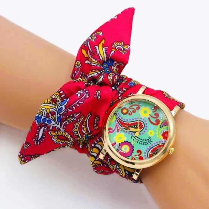 Montre avec discount bracelet en tissus
