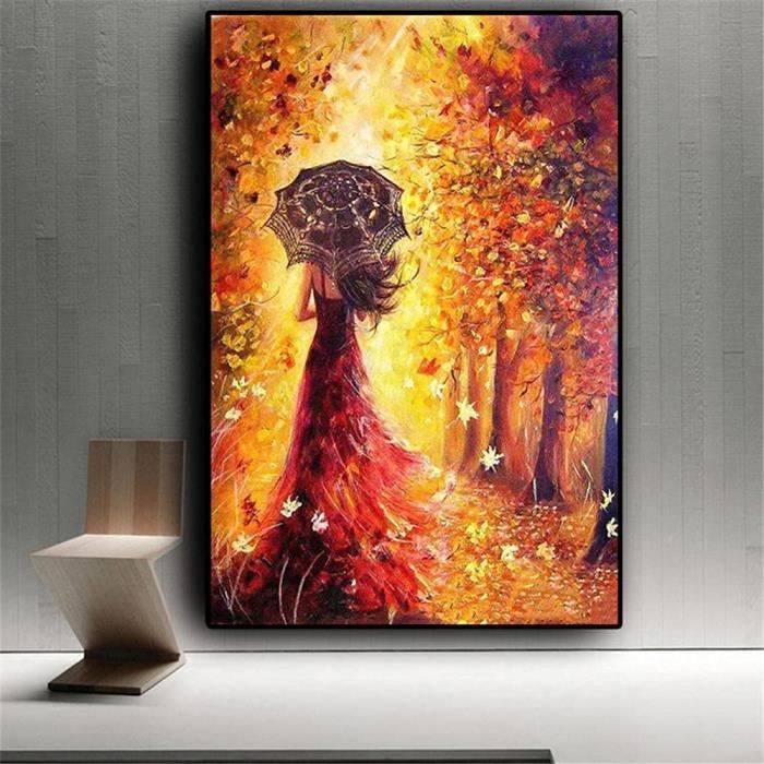 GDYEEH Peinture Diamant 5D Dos De Fille Fleurs Vintage - Kit Complet 30x40cm