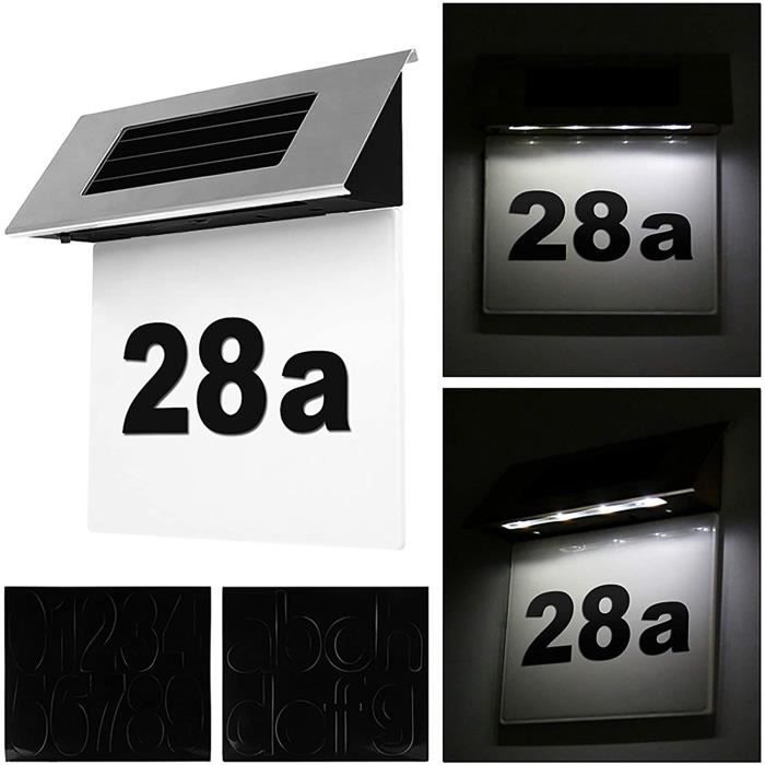 Numéro 3 Numéro de maison solaire, plaque de porte, plaque'adresse, numéro'appartement,  éclairage'extérieur, - Cdiscount Maison