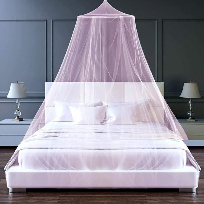 Moustiquaire De Lit Double 200x180x250 Cm - Avec 6 Crochets, Sac De Transport, Polyester Respirant