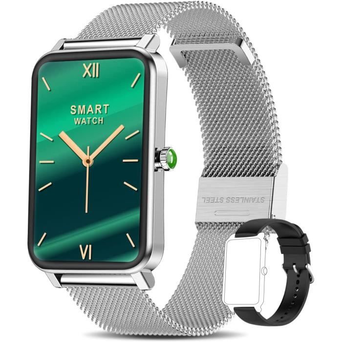 Montre Femme Vintage FMDCT390 à Pile Neuve - Cadran Argenté 39mm, Bracelet Silicone Blanc