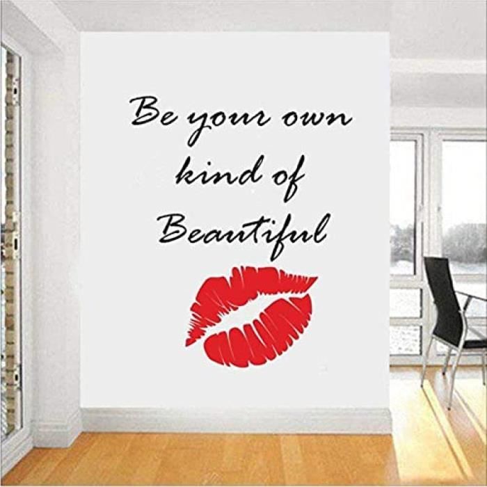 Wall Art Maquillage Citation Stickers Muraux Levres Decor Rouge A Levres Mascara Autocollants Salon De Beaute 42x52 Cm Cdiscount Maison