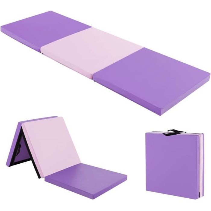 Tapis de gymnastique pliable Tapis portable pour Fitness, Yoga, Sport,  Exercice, en EPE et PU, 180x60x5cm, Jaune - Costway