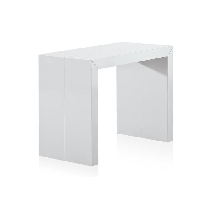Table Console Extensible Pas Cher 250 Cm Blanche Laquee Nina Xl