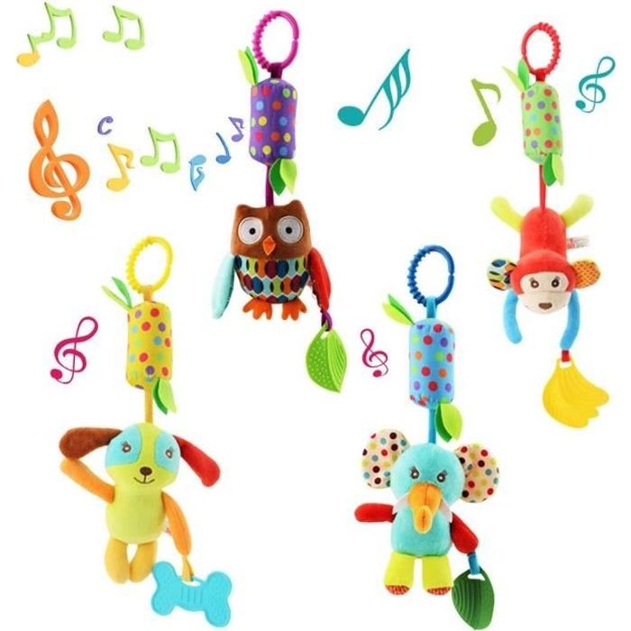 Hochet A Suspendre 4 Pcs Pour Bebe Jouets Pour Bebe Pour 0 3 6 9 A 1 Lit De Bebe Adapte Aux Activites De Voyage Carillon A Vent Cdiscount Puericulture Eveil Bebe