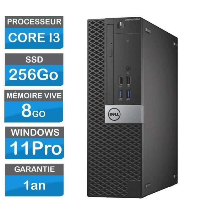 Unité Centrale Dell : PC Bureautique Abordable sous Windows 11, i5, 8 Go RAM, SSD 256 Go