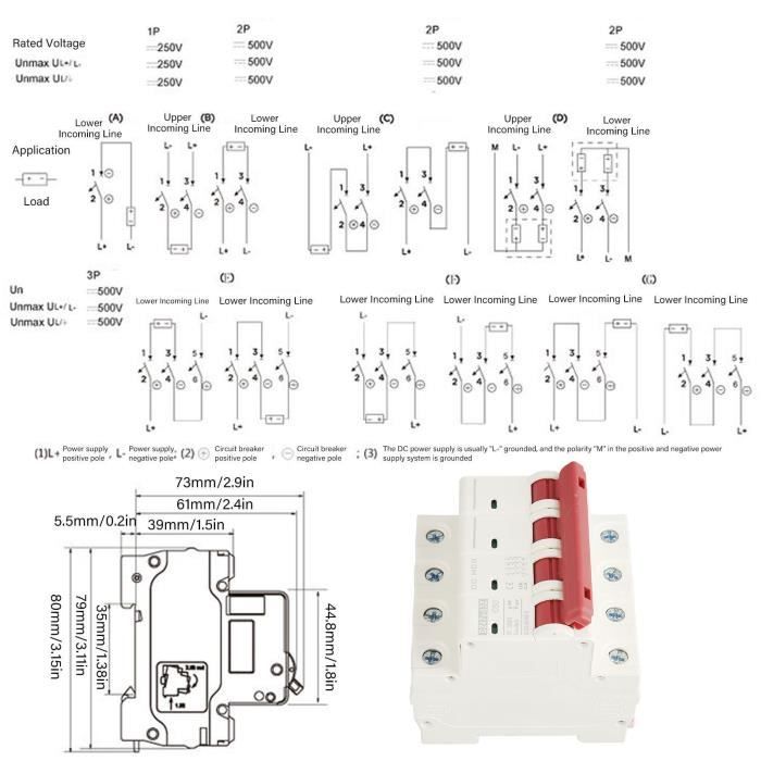 Petit Disjoncteur 4P Disjoncteur Solaire Robuste Pa66 50A Montage Sur petit-disjoncteur-4p-disjoncteur-solaire-robuste-pa66-50a-montage-sur