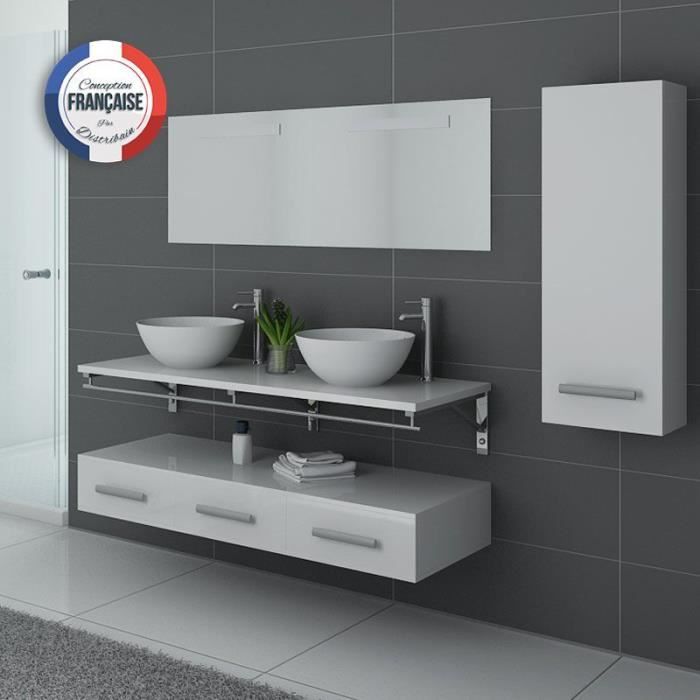 Meuble De Salle De Bain Blanc Virtuose Duo 1400 Cdiscount Maison