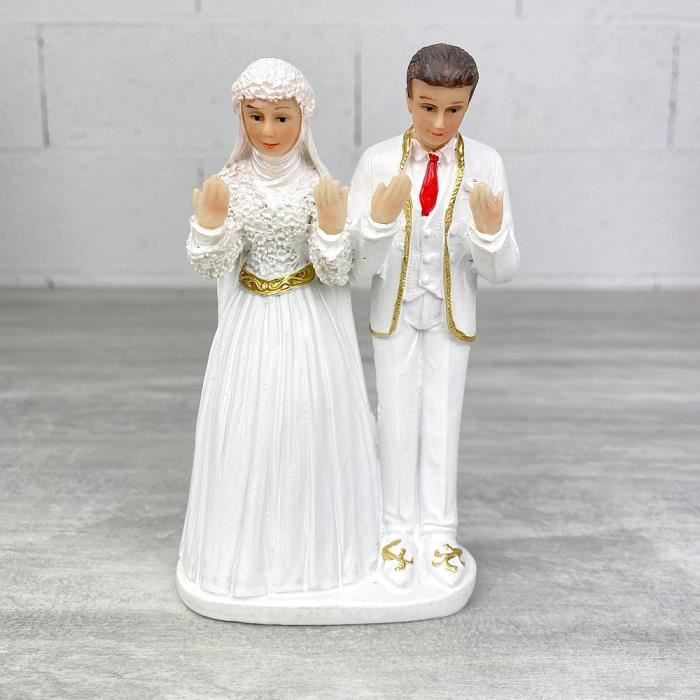 Figurine couple de maries oriental hauteur 13 5 cm mariage religieux femme voilee et tenue traditionnelle musulman Unique Cdiscount Maison