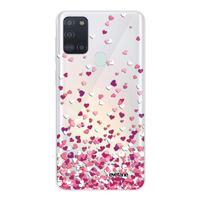 Coque Samsung Galaxy A21S 360 intégrale transparente Confettis De Coeur Ecriture Tendance Design Evetane.