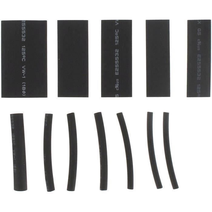 Coffret / Assortiment de 12 manchons noir en gaine thermorétractable Ø: 3,2mm, 4,8mm, 6,4mm, 9,5mm, 