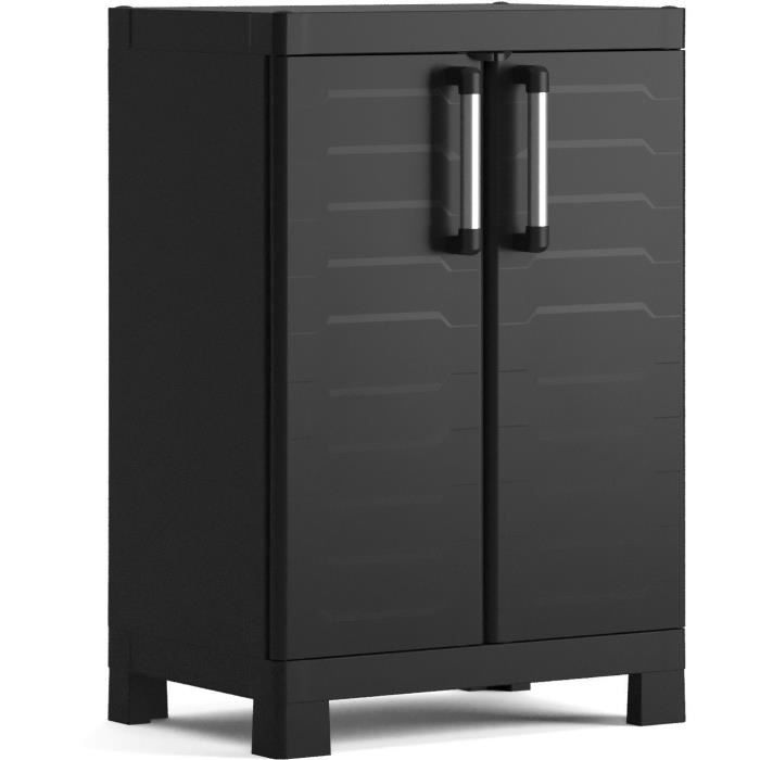 Armoire basse Detroit KETER Noir Portes verrouillables et