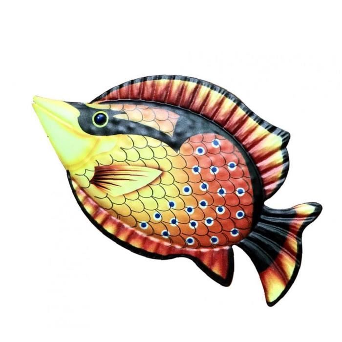 Déco Murale Poisson En Métal - Lot De 2 Sculptures Colorées (30x17,5cm) - Thème Océan, Accroche Facile - Pour Salon, Chambre, Jardin, Cuisine - 9