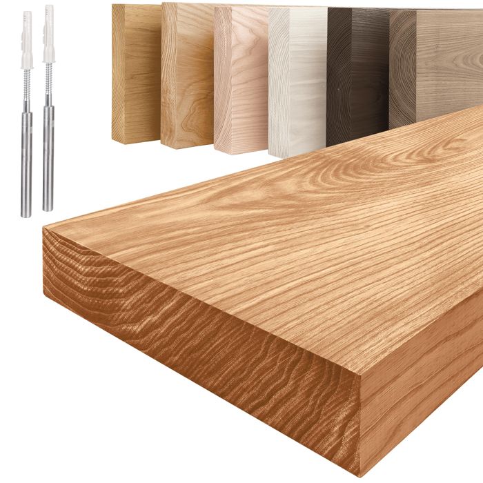 LAMO Manufaktur Étagère flottante murale bois avec fixation invisible Etagere 50 cm largeur Couleur: foncé Bord: droit LAMO Manufaktur Étagère flottante murale bois avec fixation invisible Etagere 50 cm largeur Couleur: foncé Bord: droit